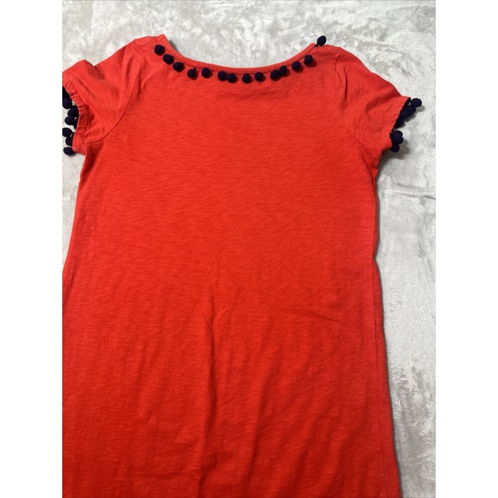 Women’s Boden T-shirt Dress Red Orange Pom-Pom Size 8 - Picture 12 of 13
